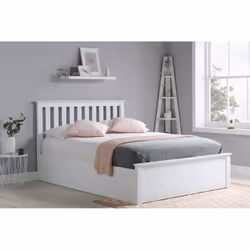 Phoenix Wood King Size 5FT 150cm White Gas Lift Ottoman Storage Bed Frame Solid