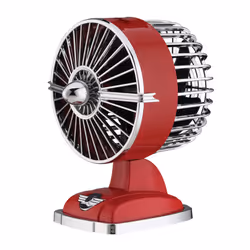 SMART Worldwide Retro USB Mini Jet, Household blade fan, Chrome, Red, Table, 1600 RPM, Lever, USB