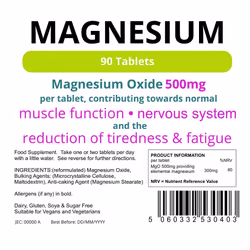 Lindens Magnesium 500mg Tablets | 90 Pack | Contributes towards normal energy