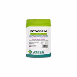 Lindens Potassium 200mg Tablets | 100 Pack | With 50mg Vitamin C per tablet and contributing towards normal blood pressure, m ...