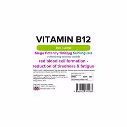 Lindens Vitamin B12 1000mcg Sublingual Tablets | 365 Pack | Mega Potency 40000% NRV dose contributing Towards red Blood Cell Formation, Reduction...