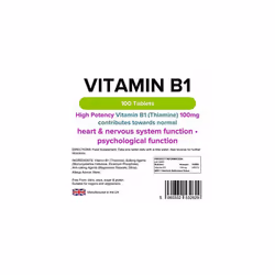 Lindens Vitamin B1 Thiamin 100mg Tablets | 100 Pack | Super-strong 7000% NRV tablets contributes to healthy metabolism and healthy heart function