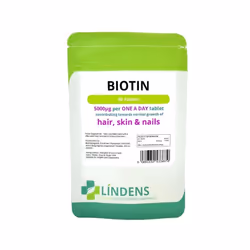 Lindens Biotin Tablets 5000mcg X 90 Vitamin High Strength D-biotin Supplement - 1 Pack - 90 Tablets
