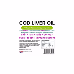 Lindens Cod Liver Oil 1000mg Capsules | 90 Pack | High in Omega 3, Vitamins A & D contributes Towards Normal Skin, Hair, Nails, Bones, Eyes, Teeth,...