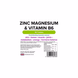 Lindens Zinc Magnesium & Vitamin B6 Tablets | 90 Pack | Contributes Towards Normal Skin, Bones, Muscle Function, Joints, Metabolism, Energy &...