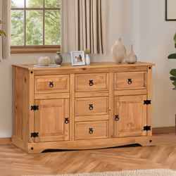 Corona Sideboard Large 2 Door 5 Drawer Solid Mexican Pine Furniture