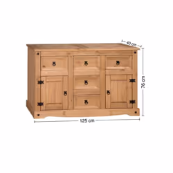 Corona Sideboard Large 2 Door 5 Drawer Solid Mexican Pine Furniture