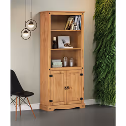 Corona Bookcase 2 Door Large Display Storage Pine Furniture