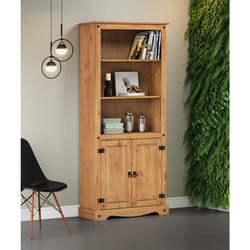 Corona Bookcase 2 Door Large Display Storage Pine  Furniture