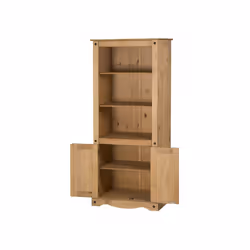 Corona Bookcase 2 Door Large Display Storage Pine  Furniture