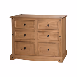 Corona 6 Drawer Chest Solid Pine Bedroom Furniture