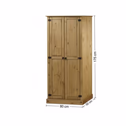 Corona Budget 2 Door Wardrobe Storage Solid Pine Bedroom Furniture