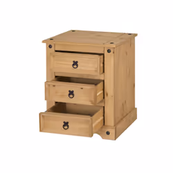 Corona 3 Drawer Bedside Cabinet Solid Pine bedroom Furniture