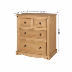 Corona 2 + 2 Drawer Chest Solid Pine Bedroom Furniture