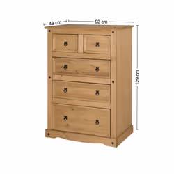 Corona 3 + 2 Drawer Chest Solid Pine Bedroom Furniture