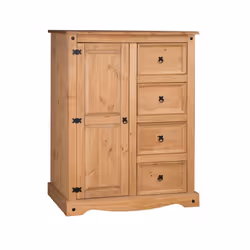 Corona Tallboy Wardrobe With Drawers Solid Pine Bedroom Furniture