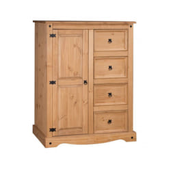 Corona Tallboy Wardrobe With Drawers Solid Pine Bedroom Furniture