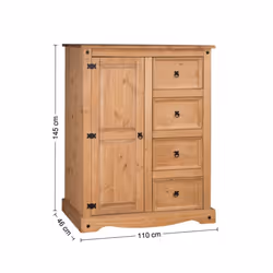 Corona Tallboy Wardrobe With Drawers Solid Pine Bedroom Furniture
