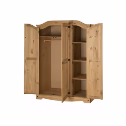 Corona 3 Door Arch Top Wardrobe Bedroom Furniture Solid Pine