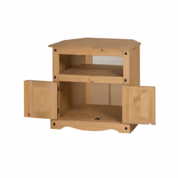 Corona TV Unit Corner Media Cabinet Stand 2 Door Solid Pine Furniture