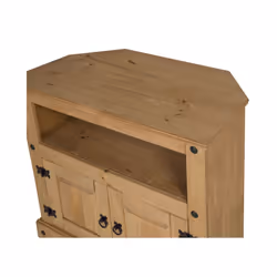 Corona TV Unit Corner Media Cabinet Stand 2 Door Solid Pine Furniture