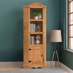 Corona Corner Display Unit Bookcase Solid Pine Furniture