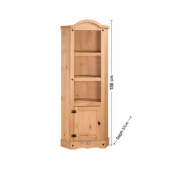 Corona Corner Display Unit Bookcase Solid Pine Furniture