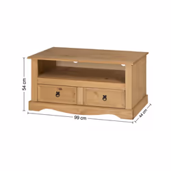 Corona TV Unit Flat Screen Wide Stand 2 Drawer Solid Pine Furniture
