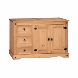 Corona 2 Door 3 Drawer Low Sideboard Solid Wood Pine Furniture