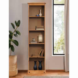 Corona Bookcase Tall Narrow Large Display shelf Pine Furniture