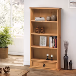 Mercers Furniture Corona 1-Drawer Bookcase and DVD Storage Rack - Pine