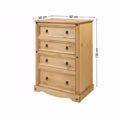 Corona 4 Drawer Chest Solid Pine Bedroom Furniture
