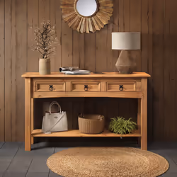 Corona 3 Drawer Console Table Solid Pine Furniture