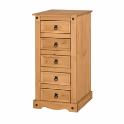 Corona Chest of Drawers 5 Drawer Narrow Solid Pine bedroom Furniture