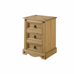 Corona Medium 3 Drawer Bedside Solid Pine Bedroom Furniture