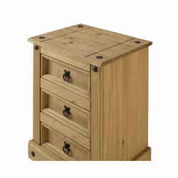 Corona Medium 3 Drawer Bedside Solid Pine Bedroom Furniture