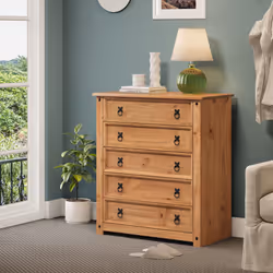 Corona Small 5 Drawer Chest Solid Pine