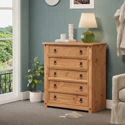 Corona Small 5 Drawer Chest Solid Pine