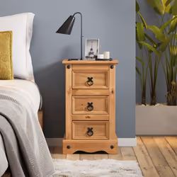 Corona Bedside Cabinet 3 Drawer Table Chest Pine cabinet Furniture