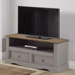 Corona Grey Wax Flat Screen TV Unit Solid Pine Furniture
