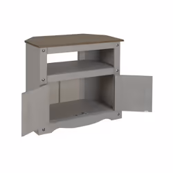 Corona Grey Wax Corner TV Unit Solid Wood Pine Living Room Furniture