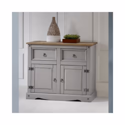 Corona Grey Wax 2 Door Sideboard Solid Pine Furniture