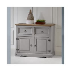 Corona Grey Wax 2 Door Sideboard Solid Pine Furniture