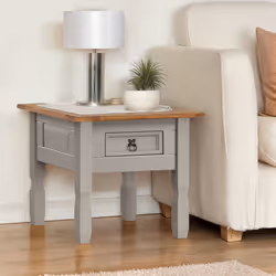 Corona Grey Wax 1 Drawer Lamp Table Coffee Table Pine Furniture