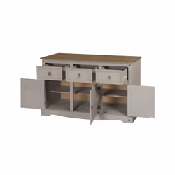 Corona Grey Wax 3 Door Sideboard Cupboard Storage Dining Furniture