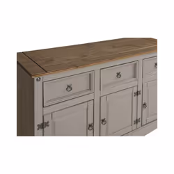 Corona Grey Wax 3 Door Sideboard Cupboard Storage Dining Furniture