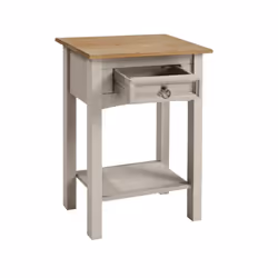 Corona Console Table Grey Wax 1 Drawer Solid Pine Hall  Furniture
