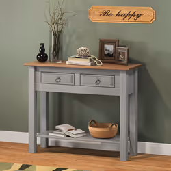 Corona Console Table Grey Wax 2 Drawer Solid Pine Furniture living
