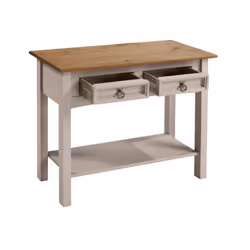 Corona Console Table Grey Wax 2 Drawer Solid Pine Furniture living