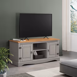 Corona Grey Wax 2 Door Media Unit Solid Pine Furniture